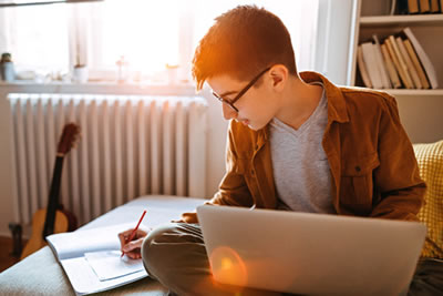 Teen on computer
